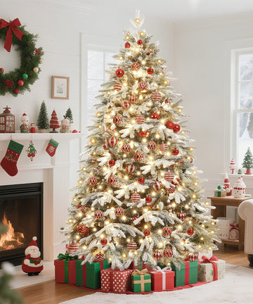 Künstlicher Weihnachtsbaum mit Schnee und warmweißen LED-Leuchten, 150 cm,  180 cm oder 210 cm — Yorbay.de