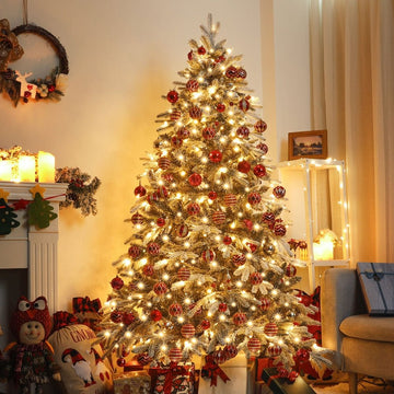Knstlicher Weihnachtsbaum mit Schnee und warmweien LED-Leuchten, 150 cm,  180 cm oder 210 cm  Yorbay.de