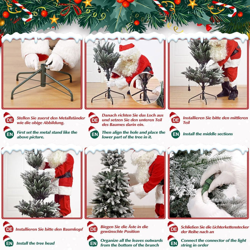 Yorbay schmaler künstlicher Weihnachtsbaum mit Beleuchtung und Schnee - O024 - 9 - Yorbay.de