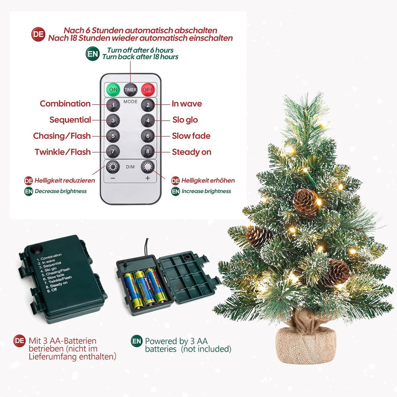 Yorbay Mini-Weihnachtsbaum mit LED-Beleuchtung und Schnee, 40 cm / 70 cm 14 - Yorbay.de
