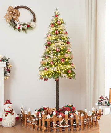Künstlicher Weihnachtsbaum mit warmweißer Beleuchtung, flammhemmend, 180cm  — Yorbay.de