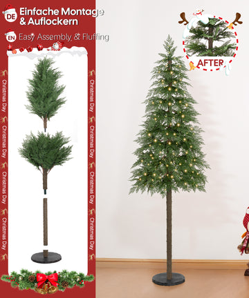 Künstlicher Weihnachtsbaum mit warmweißer Beleuchtung, flammhemmend, 180cm  — Yorbay.de
