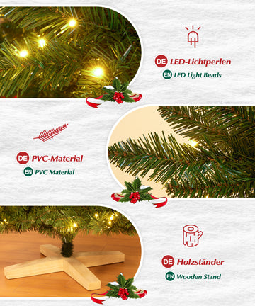 fuß für künstlichen weihnachtsbaum Künstlicher Weihnachtsbaum mit LED Beleuchtung und Holzständer — Yorbay.de