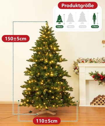 Künstlicher Weihnachtsbaum mit LED Beleuchtung und Holzständer — Yorbay.de