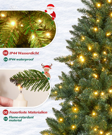 Knstlicher Weihnachtsbaum mit LED Beleuchtung und Holzstnder  Yorbay.de
