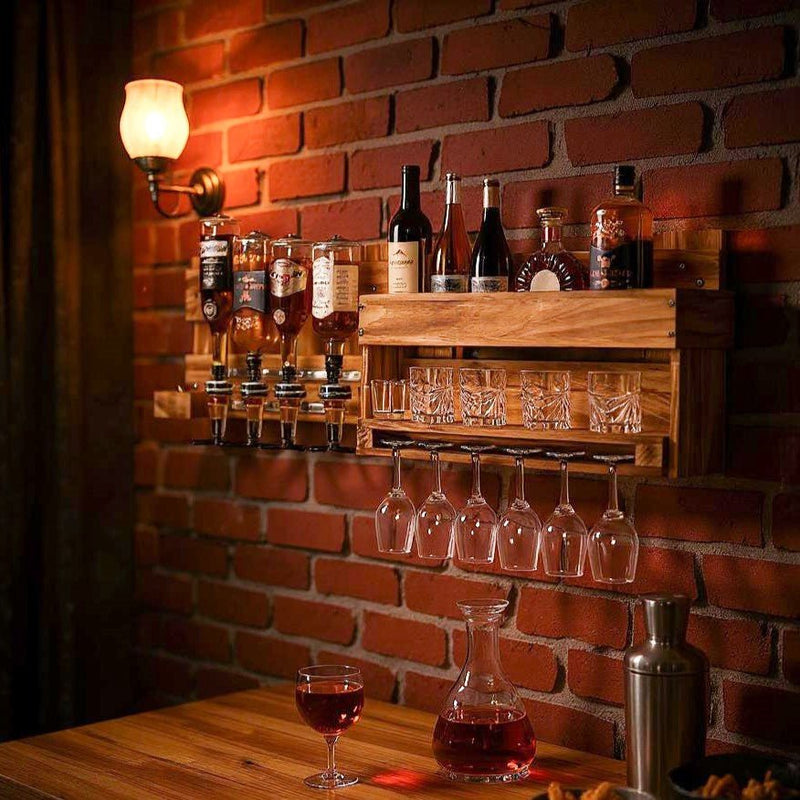 Yorbay Holz Weinregal mit Getränkespender und Flaschenhalter - D02 - 8 - Yorbay.de