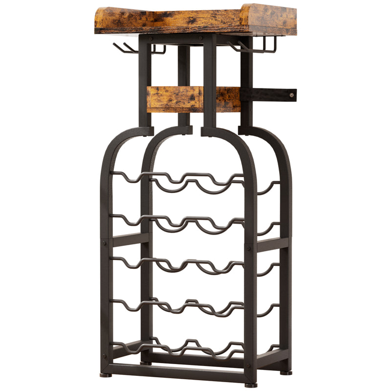 Yorbay Freistehendes Weinregal für 15 Flaschen mit Glashaltern - YB048 - T046A - 1 - Yorbay.de
