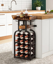 Yorbay Freistehendes Weinregal für 15 Flaschen mit Glashaltern - YB048 - T046A - 9 - Yorbay.de