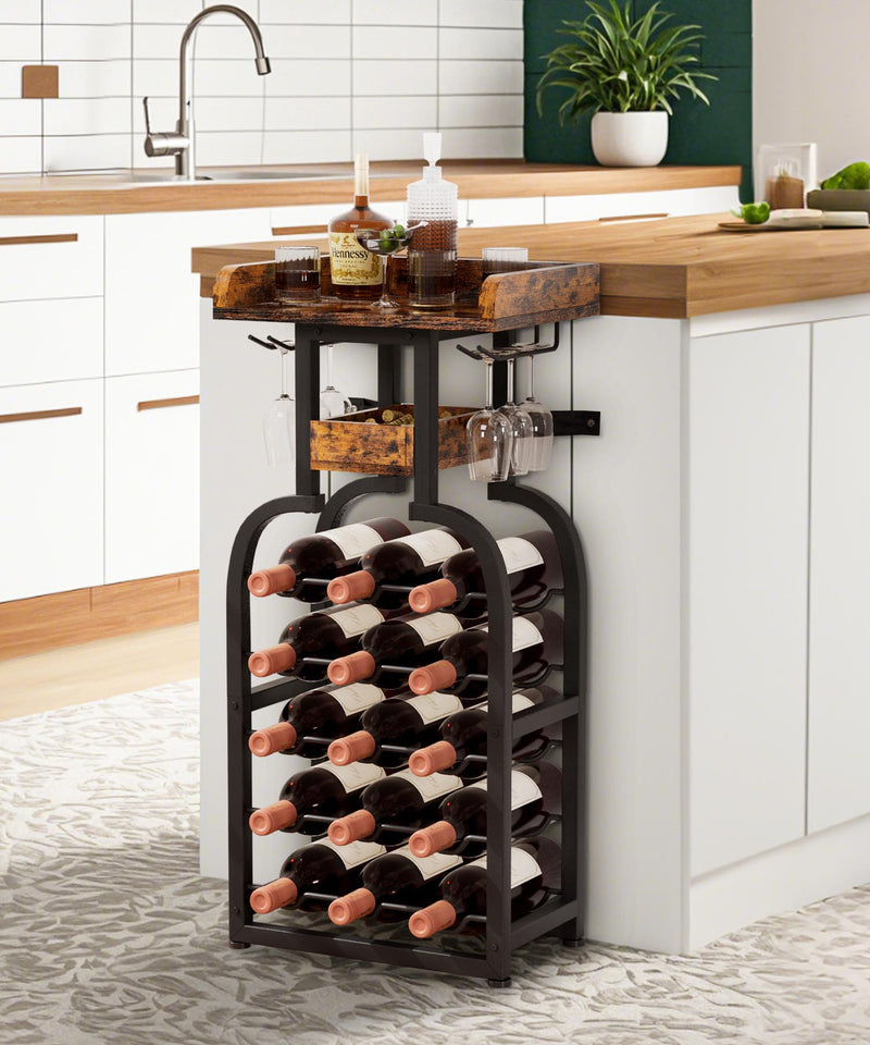 Yorbay Freistehendes Weinregal für 15 Flaschen mit Glashaltern - YB048 - T046A - 9 - Yorbay.de