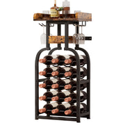 Yorbay Freistehendes Weinregal für 15 Flaschen mit Glashaltern - YB048 - T046A - 1 - Yorbay.de