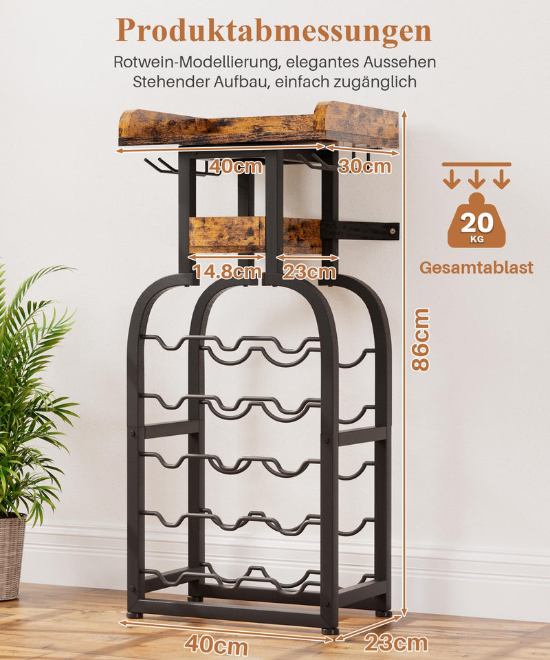Yorbay Freistehendes Weinregal für 15 Flaschen mit Glashaltern - YB048 - T046A - 3 - Yorbay.de