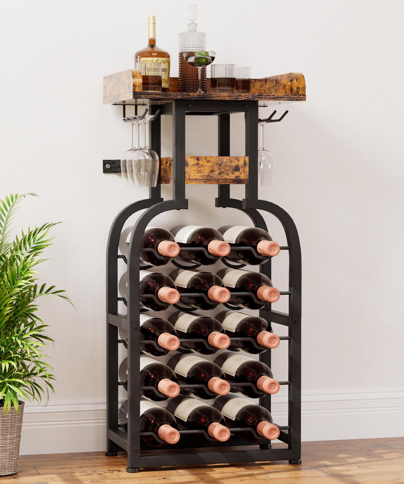 Yorbay Freistehendes Weinregal für 15 Flaschen mit Glashaltern - YB048 - T046A - 7 - Yorbay.de