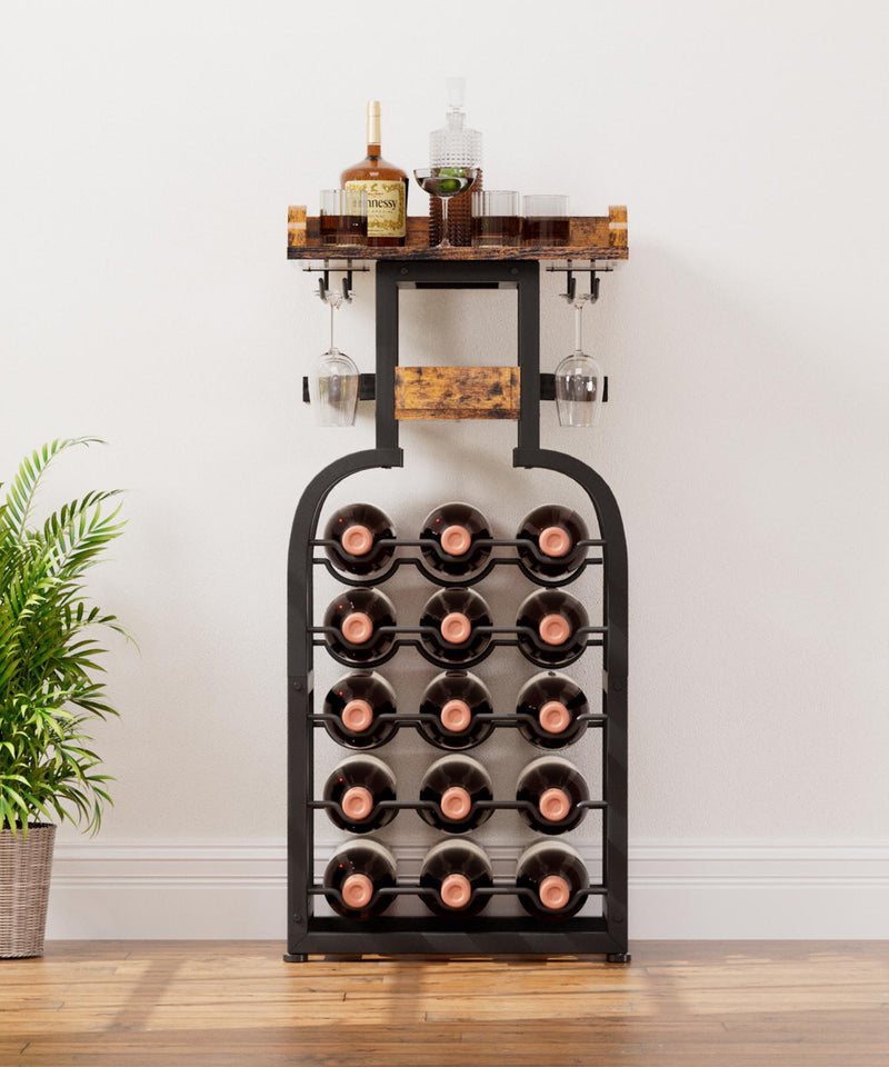 Yorbay Freistehendes Weinregal für 15 Flaschen mit Glashaltern - YB048 - T046A - 8 - Yorbay.de