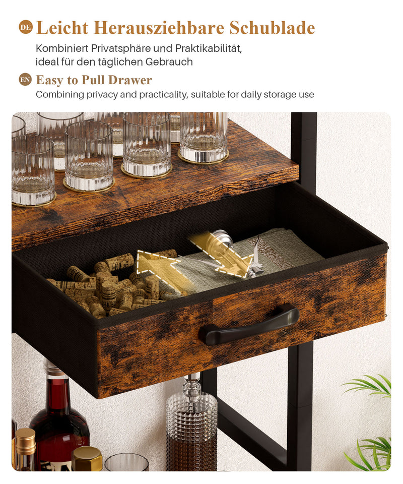 Yorbay Freistehendes Weinregal für 16 Flaschen und 9 Weingläser