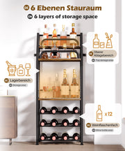 Yorbay Weinregal mit 6 Ebenen für 12 Flaschen, 42 x 29 x 102 cm - YB085 - T069 - 4 - Yorbay.de