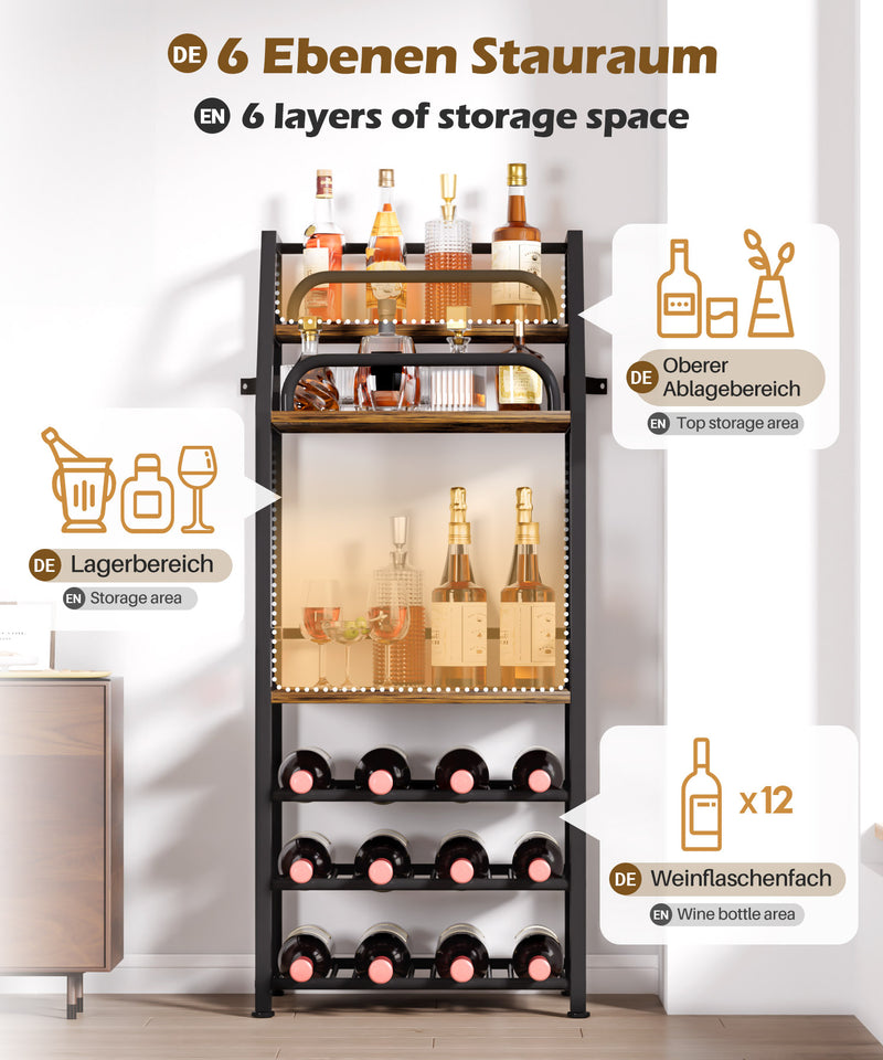 Yorbay Weinregal mit 6 Ebenen für 12 Flaschen, 42 x 29 x 102 cm - YB085 - T069 - 4 - Yorbay.de