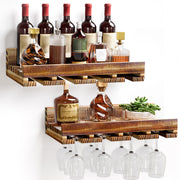 Yorbay Wand - Weinregal 2er Set aus Kiefernholz mit Ablage & Weinglashalter - YB086 - D043 - 1 - Yorbay.de