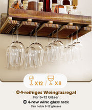 Yorbay Wand - Weinregal 2er Set aus Kiefernholz mit Ablage & Weinglashalter - YB086 - D043 - 6 - Yorbay.de
