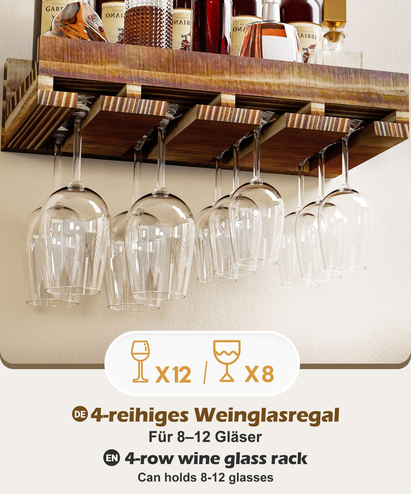 Yorbay Wand - Weinregal 2er Set aus Kiefernholz mit Ablage & Weinglashalter - YB086 - D043 - 6 - Yorbay.de