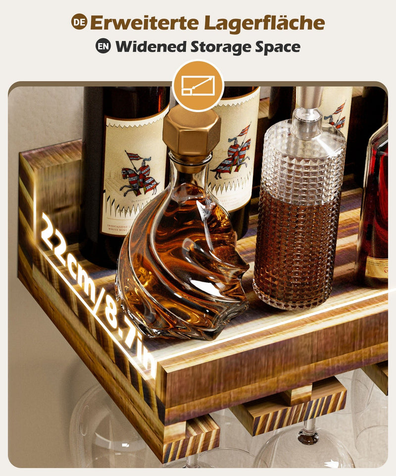 Yorbay Wand - Weinregal 2er Set aus Kiefernholz mit Ablage & Weinglashalter - YB086 - D043 - 5 - Yorbay.de