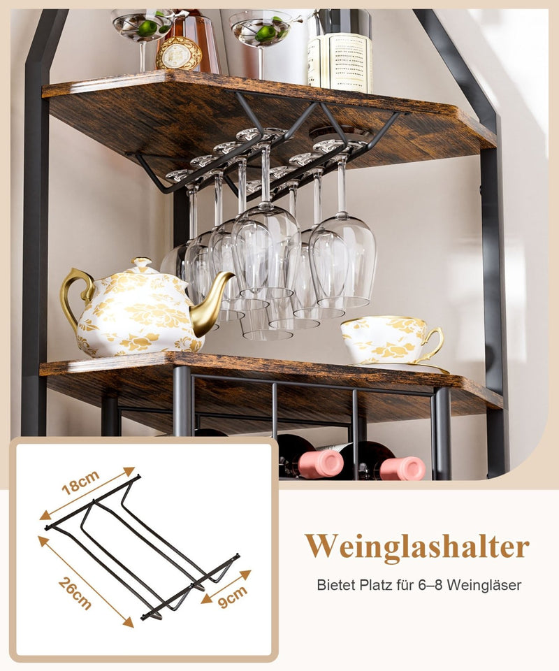 Yorbay Eck - Weinregal 5 Ebenen mit Flaschenhalter & Glasaufhängung - YS026-T108 - 4 - Yorbay.de