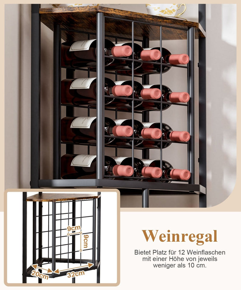 Yorbay Eck - Weinregal 5 Ebenen mit Flaschenhalter & Glasaufhängung - YS026-T108 - 5 - Yorbay.de