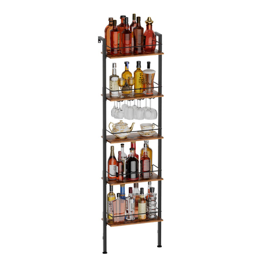 Yorbay 5-stufiges Wand- & Stand-Weinregal mit LED - YS033-T115 - 1 - Yorbay.de