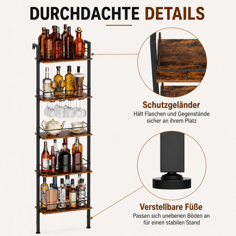 Yorbay 5-stufiges Wand- & Stand-Weinregal mit LED - YS033-T115 - 7 - Yorbay.de