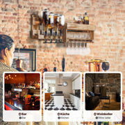Yorbay Holz Weinregal zur Wandmontage mit 4 Getränkespender und Flaschenhalter - D02 - 8 - Yorbay.de