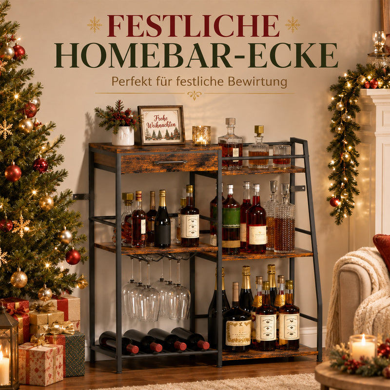 Yorbay Weinregal mit Schublade & Glashalter