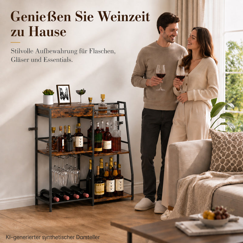 Yorbay Weinregal mit Schublade & Glashalter