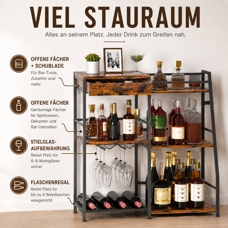 Yorbay Weinregal mit Schublade & Glashalter