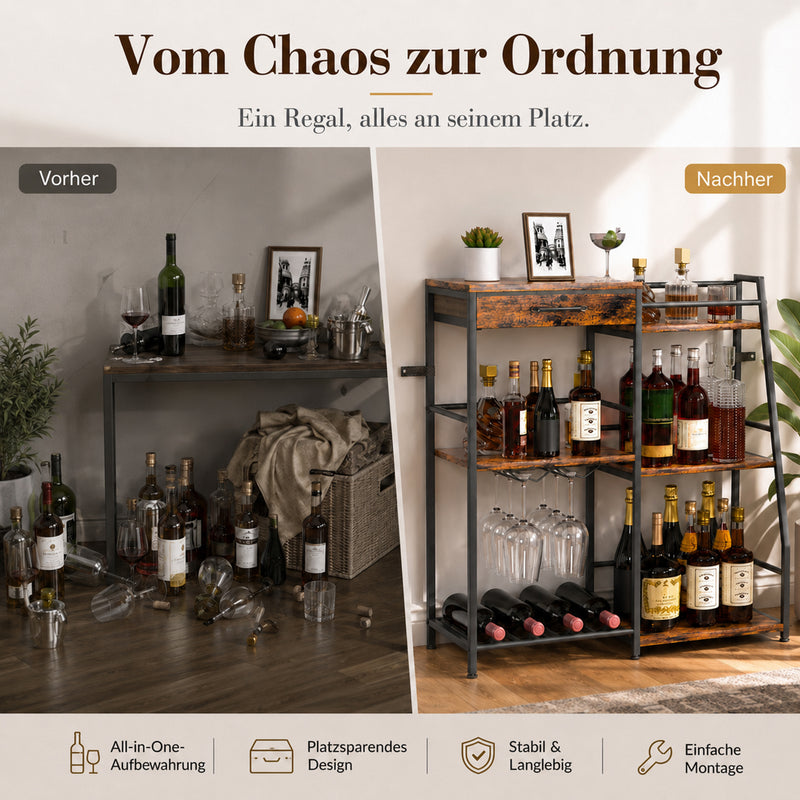 Yorbay Weinregal mit Schublade & Glashalter