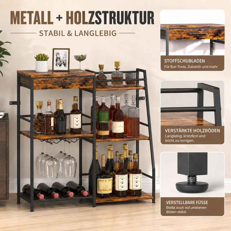 Yorbay Weinregal mit Schublade & Glashalter