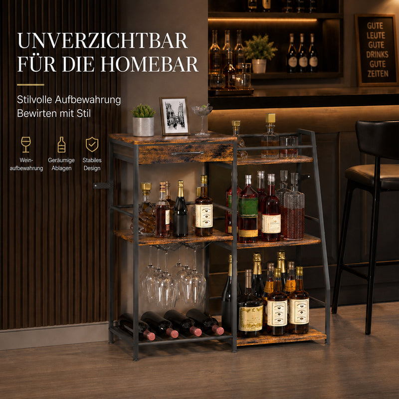 Yorbay Weinregal mit Schublade & Glashalter