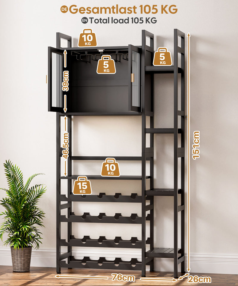 Yorbay Freistehendes Weinregal für 20 Flaschen und 12 Weingläser - YB073 - Z101 - 3 - Yorbay.de