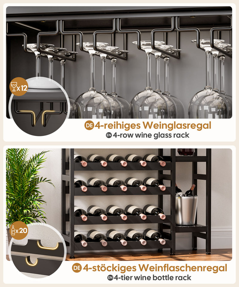 Yorbay Freistehendes Weinregal für 20 Flaschen und 12 Weingläser - YB073 - Z101 - 4 - Yorbay.de