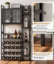 Yorbay Freistehendes Weinregal für 20 Flaschen und 12 Weingläser - YB073 - Z101 - 6 - Yorbay.de