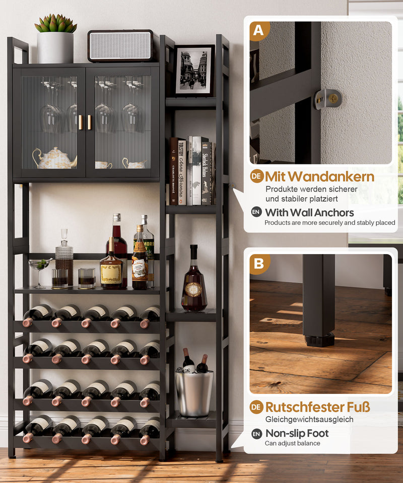 Yorbay Freistehendes Weinregal für 20 Flaschen und 12 Weingläser - YB073 - Z101 - 6 - Yorbay.de