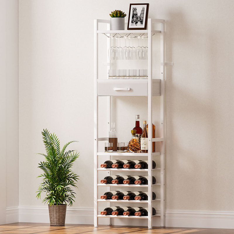 Yorbay Freistehendes Weinregal für 16 Flaschen und 9 Weingläser