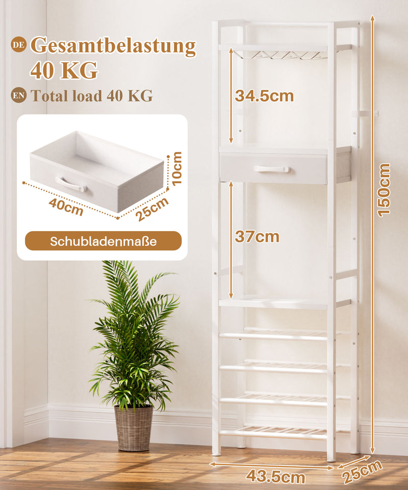 Yorbay Freistehendes Weinregal für 16 Flaschen und 9 Weingläser