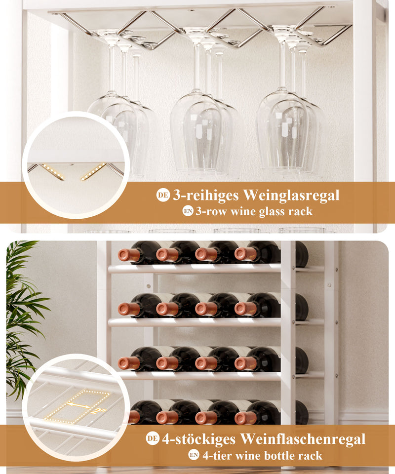 Yorbay Freistehendes Weinregal für 16 Flaschen und 9 Weingläser