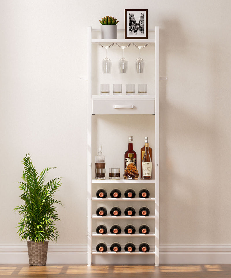 Yorbay Freistehendes Weinregal für 16 Flaschen und 9 Weingläser