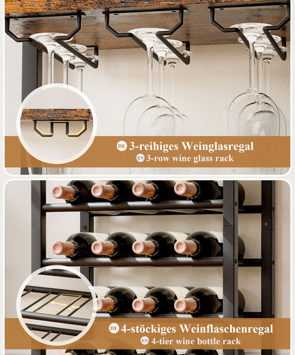 Yorbay Freistehendes Weinregal für 16 Flaschen und 9 Weingläser - YB048 - T047 - 5 - Yorbay.de
