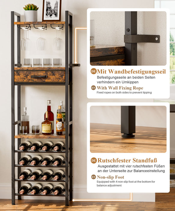 Yorbay Freistehendes Weinregal für 16 Flaschen und 9 Weingläser - YB048 - T047 - 7 - Yorbay.de