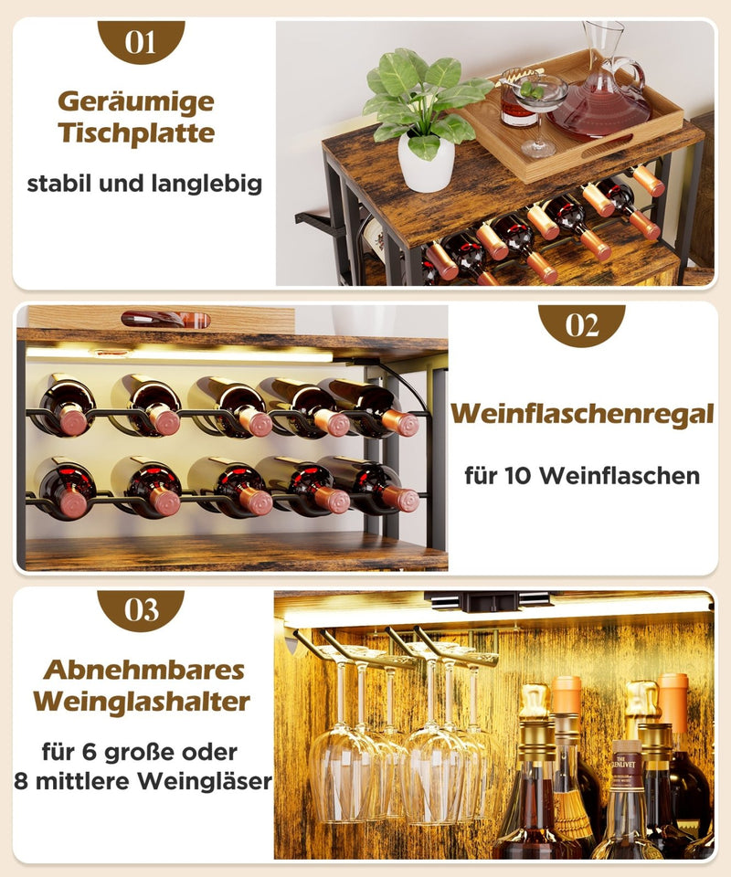 Yorbay Weinschrank mit Flaschenregal, Glashalter und RGB - LED - Beleuchtung - YS023-T102 - 4 - Yorbay.de