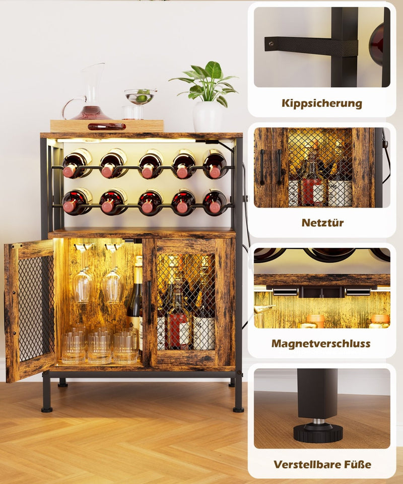 Yorbay Weinschrank mit Flaschenregal, Glashalter und RGB - LED - Beleuchtung - YS023-T102 - 5 - Yorbay.de