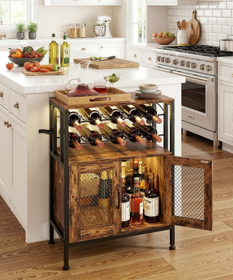 Yorbay Weinschrank mit Flaschenregal, Glashalter und RGB - LED - Beleuchtung - YS023-T102 - 9 - Yorbay.de