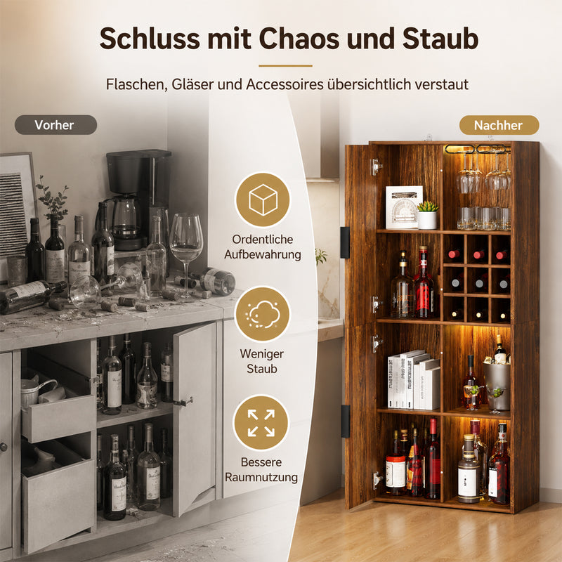 Yorbay wooden wine rack with glass holder