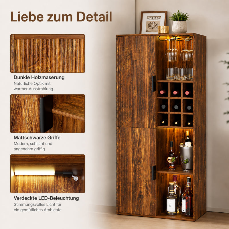 Yorbay wooden wine rack with glass holder